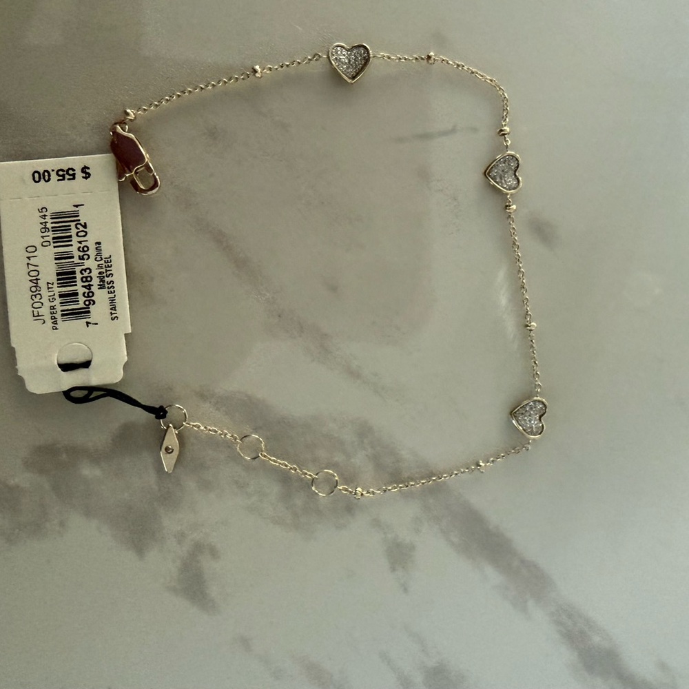 Fossil Silver Heart Charm Bracelet